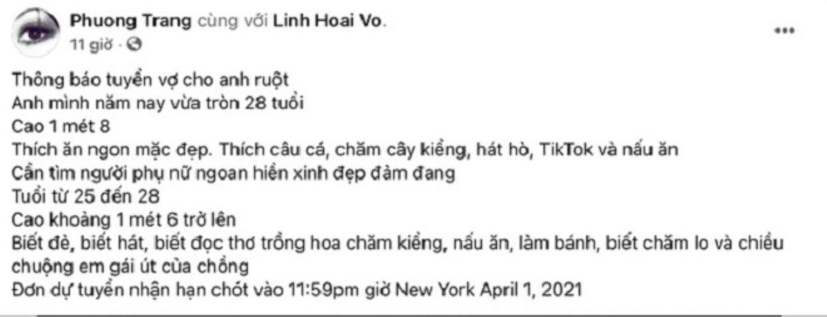 Em gái Hoài Linh bất ngờ mở 'đại hội' tuyển vợ cho anh trai, ngó xuống tiêu chí mà không nhịn được cười Ảnh 1