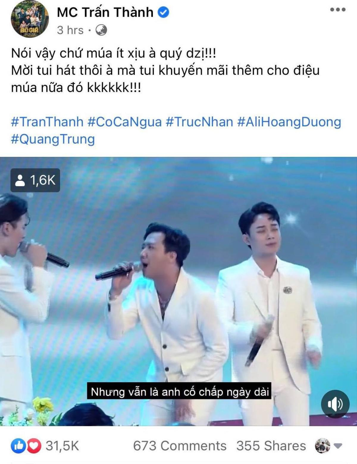 Giữa nghi án lục đục nội bộ, Trấn Thành có động thái khẳng định Cờ Cá Ngựa vẫn tình thương mến thương? Ảnh 1