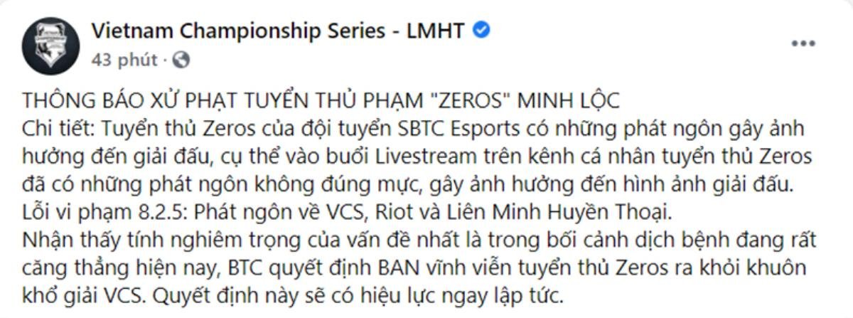 Người yêu có động thái bất ngờ sau khi Zeros nhận án phạt nặng nhất lịch sử VCS Ảnh 2