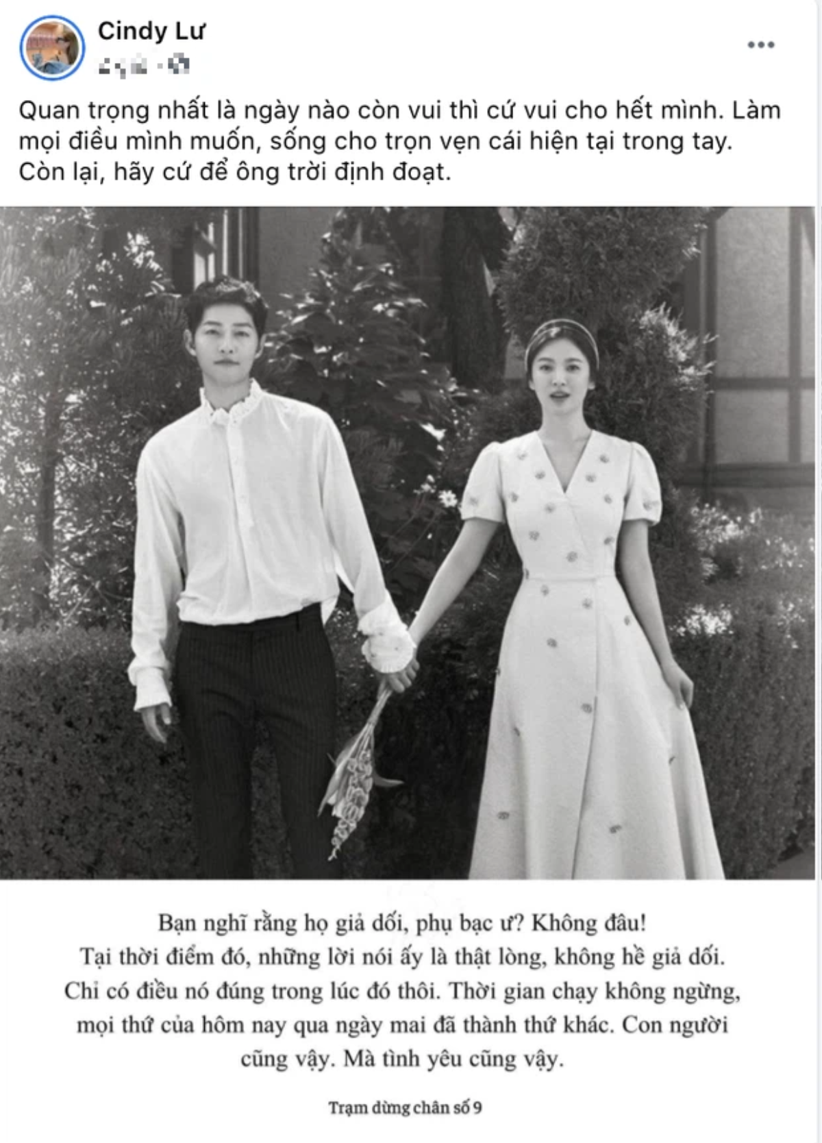 Vợ cũ Hoài Lâm chia sẻ ảnh Song Joong Ki - Song Hye Kyo kèm chú thích ẩn ý chuyện bị bội bạc Ảnh 2