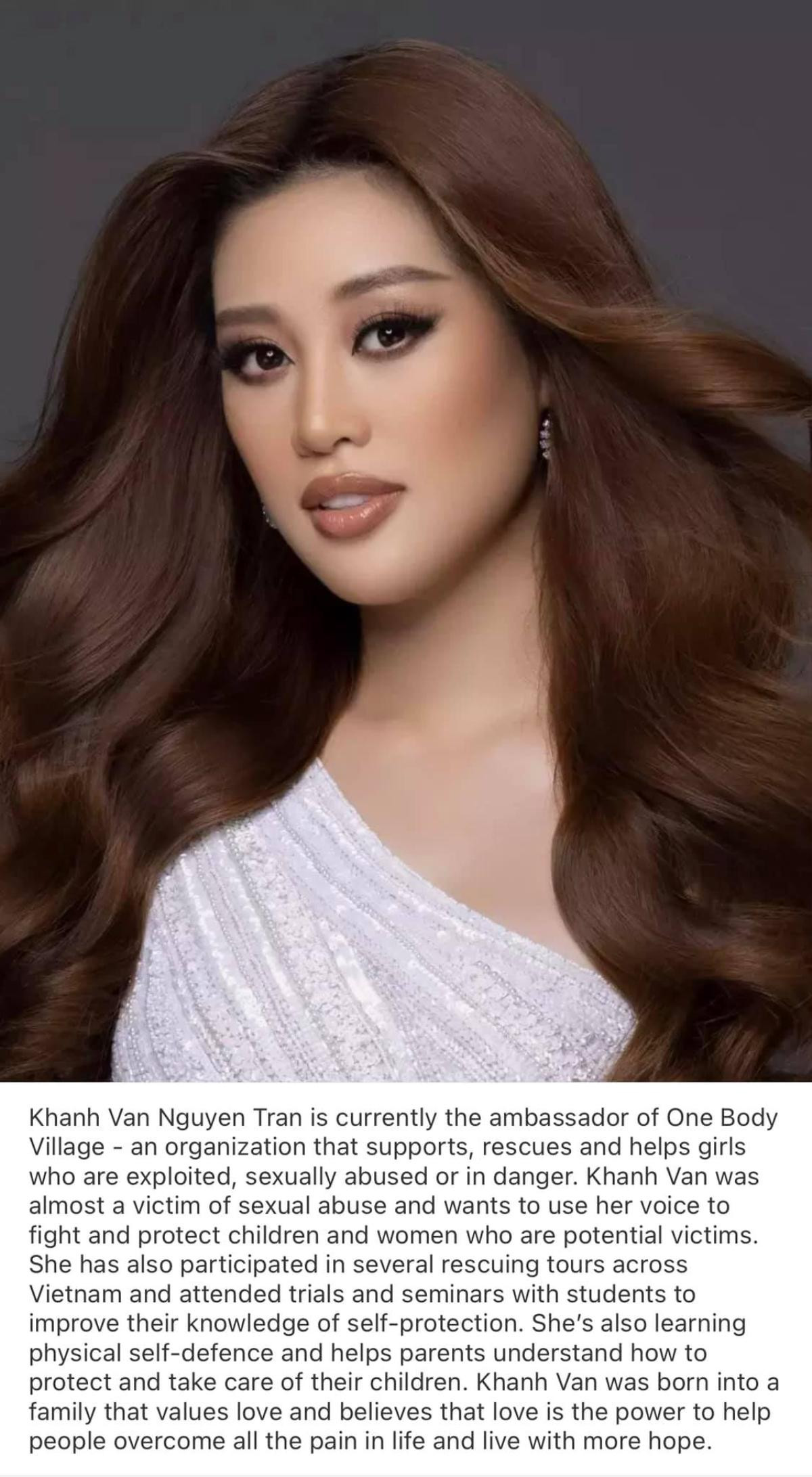 Khánh Vân cuốn hút với ảnh profile Miss Universe 2020: Đại sứ giải cứu trẻ em lay động fan sắc đẹp Ảnh 1