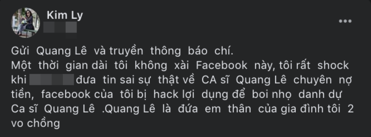 Người tố Quang Lê nợ nần lên tiếng đính chính: 'Tài khoản của tôi bị hack, lợi dụng bôi nhọ người khác' Ảnh 3