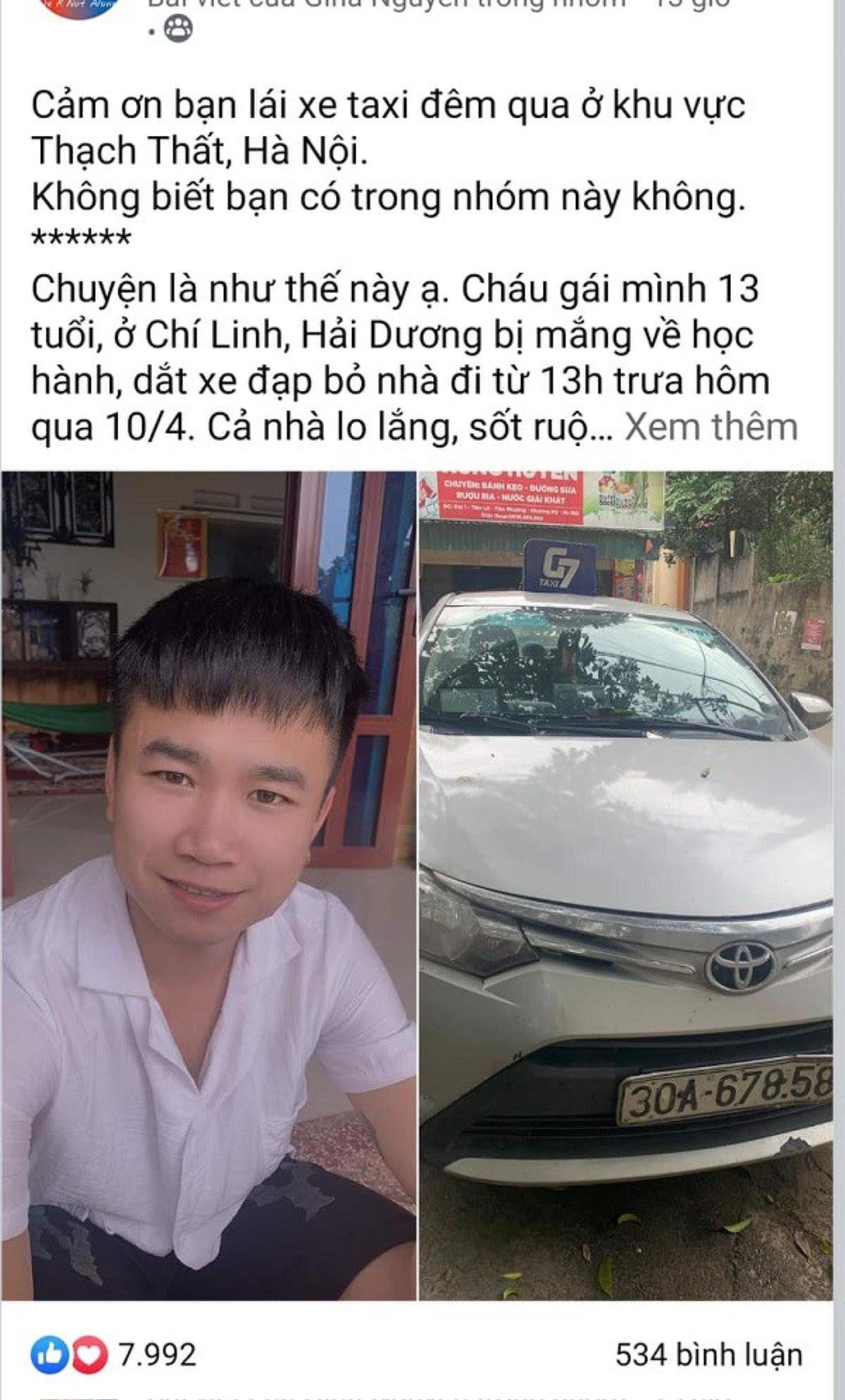 Bé gái 13 tuổi đạp xe từ Hải Dương đến Hà Nội thăm dì rồi đi lạc và hành động nhân văn của tài xế taxi Ảnh 1