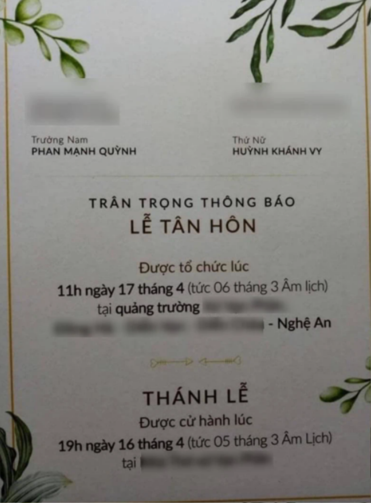 Phan Mạnh Quỳnh lộ thiệp mời cưới và hình ảnh lễ đường tại Nghệ An Ảnh 3