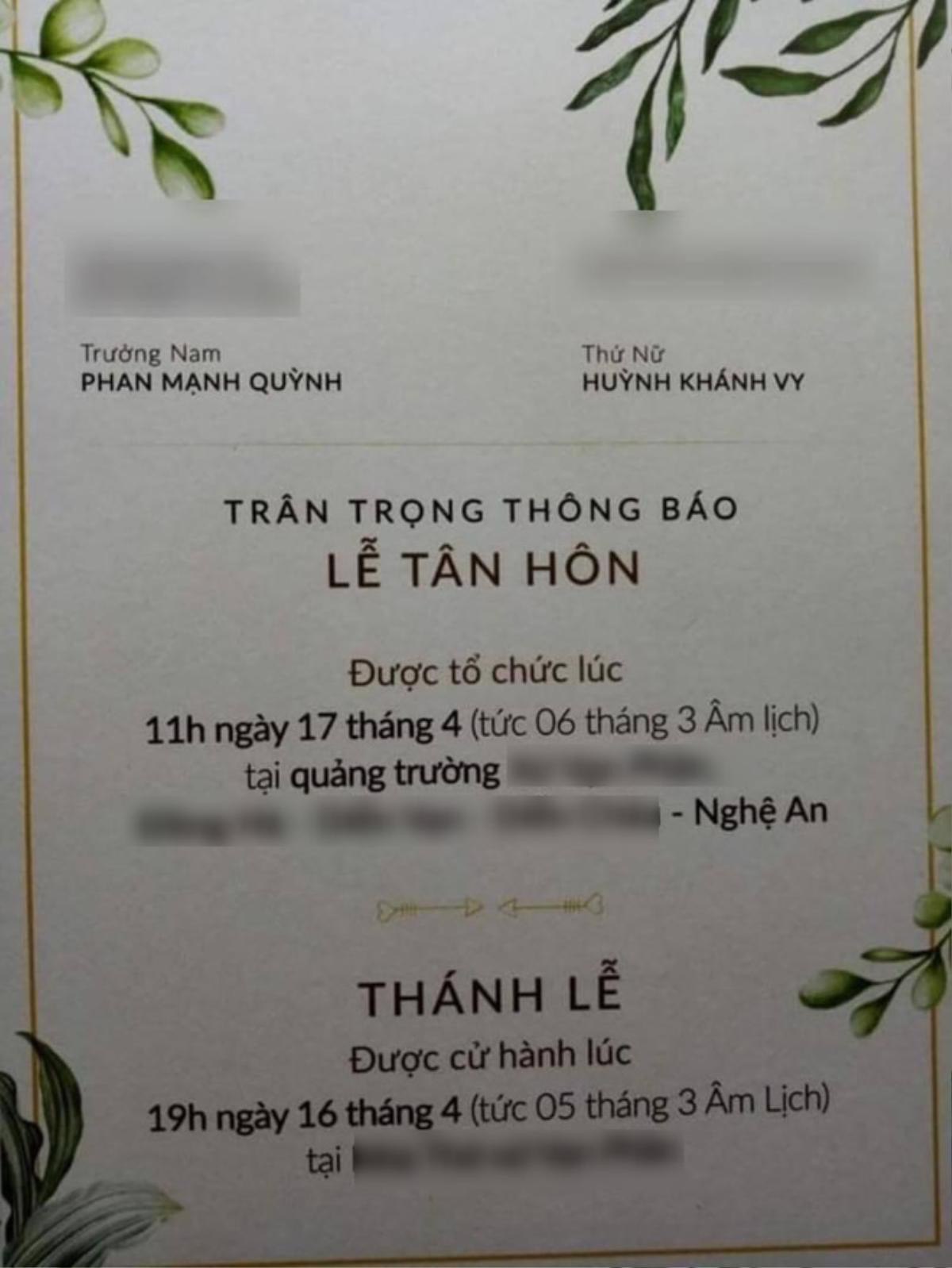 Đám cưới Phan Mạnh Quỳnh: Dân mạng trầm trồ trước hình ảnh thiệp mời và lễ đường tại quê nhà Ảnh 4