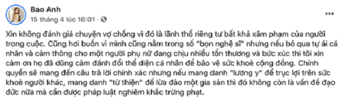 Sau phát ngôn 'bọn nghệ sĩ' của vợ Dũng 'lò vôi', ca sĩ Bảo Anh lên tiếng 'cảm ơn' bà Phương Hằng Ảnh 3