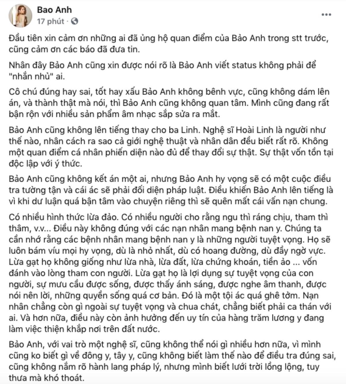 Bảo Anh tiếp tục lên tiếng về ồn ào của bà Phương Hằng: 'Tôi không lên tiếng thay cho ba Hoài Linh' Ảnh 3