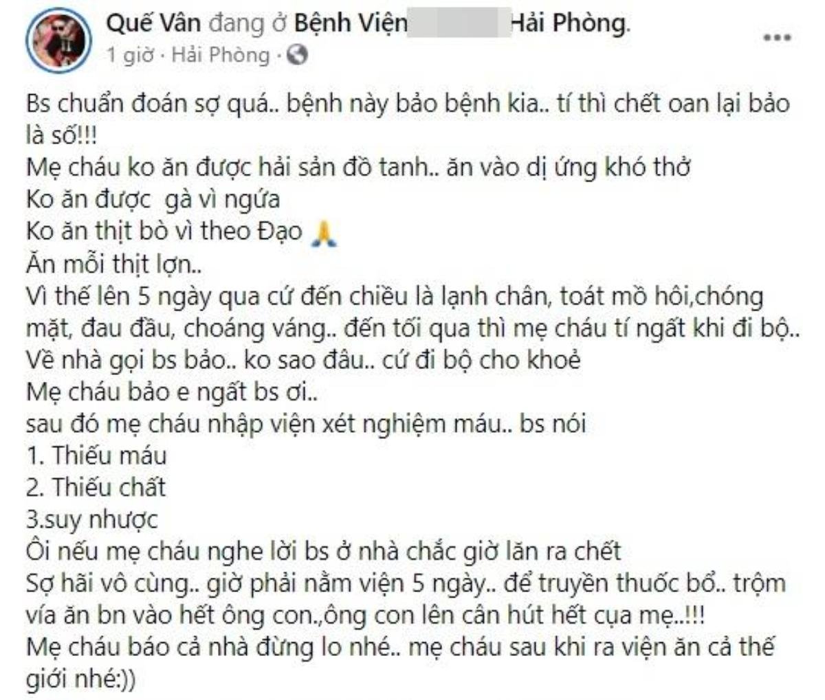 Quế Vân nhập viện ở tháng thứ 6 thai kì vì lí do không ngờ Ảnh 1