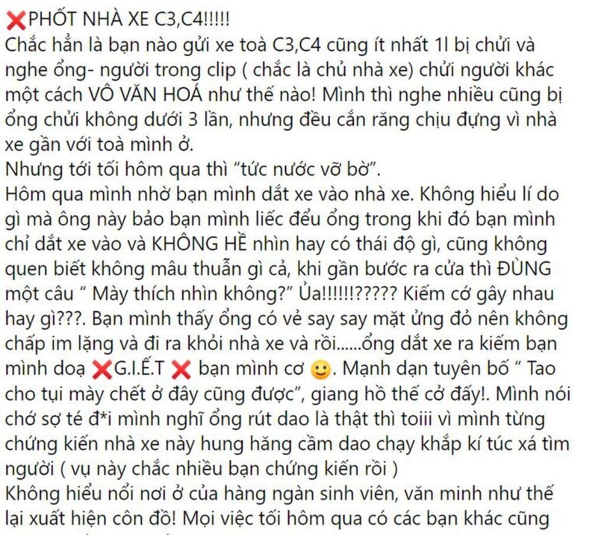 Nam nhân viên giữ xe bị tố chửi bới, 'dọa giết' sinh viên sẽ không được làm việc tại KTX ĐHQG TP.HCM Ảnh 2