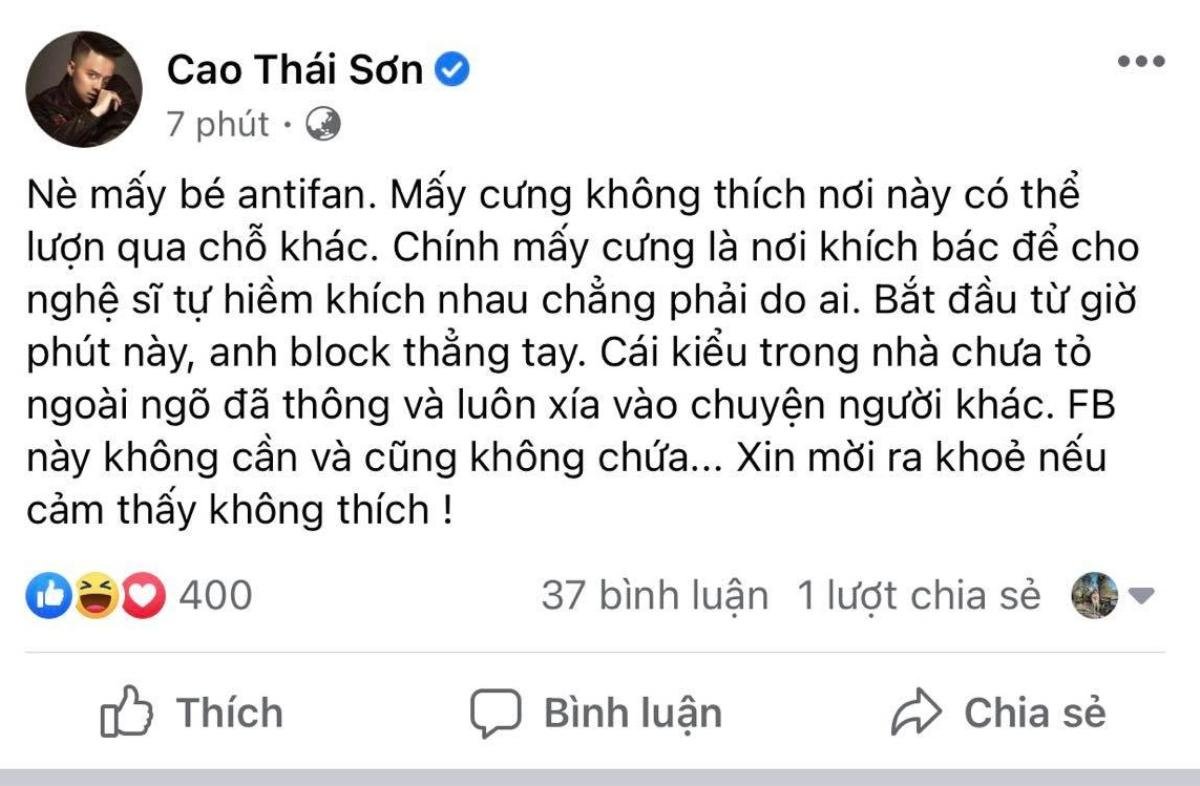 Sau ồn ào với Nathan Lee, Cao Thái Sơn đăng đàn chỉ đích danh người gây hiềm khích giữa các nghệ sĩ Ảnh 2