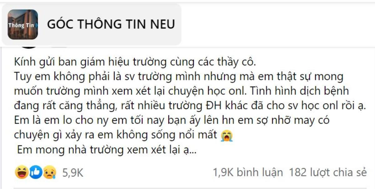 Lo lắng cho người yêu trước diễn biến dịch Covid- 19, nam sinh viết tâm thư xin trường cho học online Ảnh 1