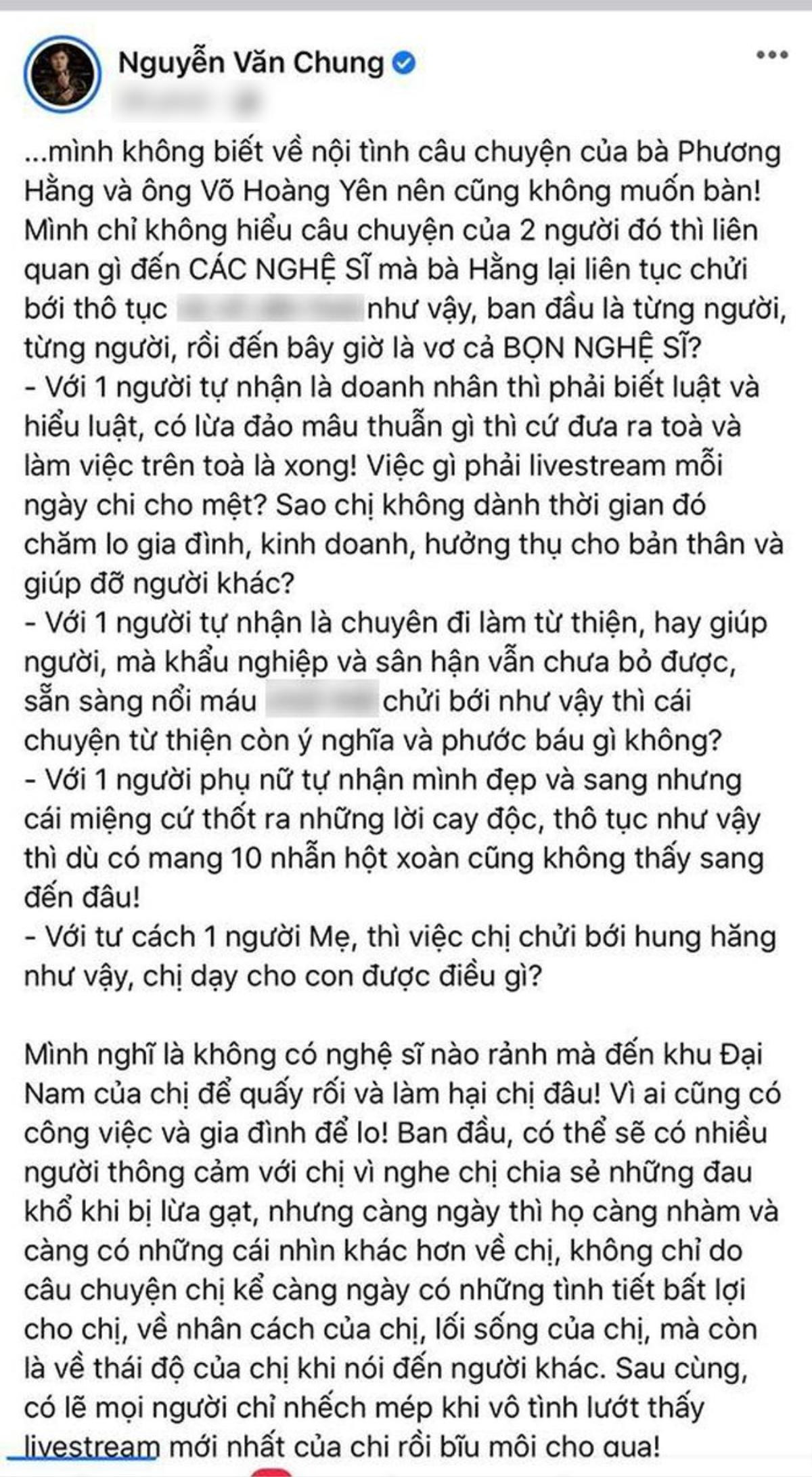 Nhạc sĩ Nguyễn Văn Chung chỉ đích danh bà Phương Hằng: 'Mang 10 nhẫn hột xoàn cũng không sang' Ảnh 4