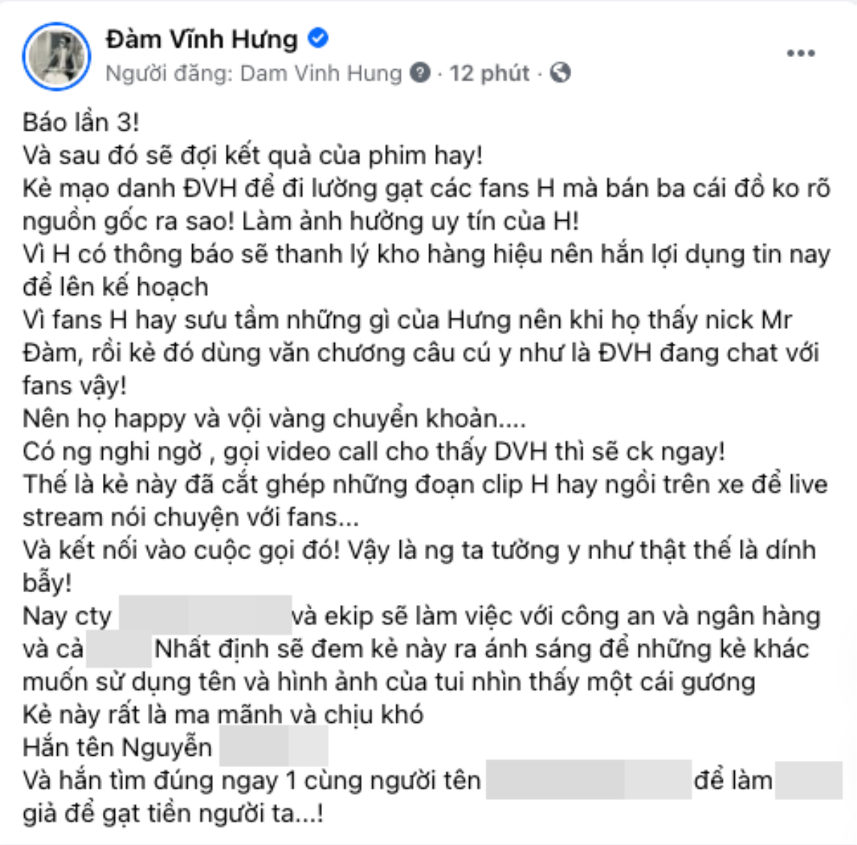 Đàm Vĩnh Hưng bức xúc vì bị mạo danh lừa đảo, nhờ công an vào cuộc Ảnh 4