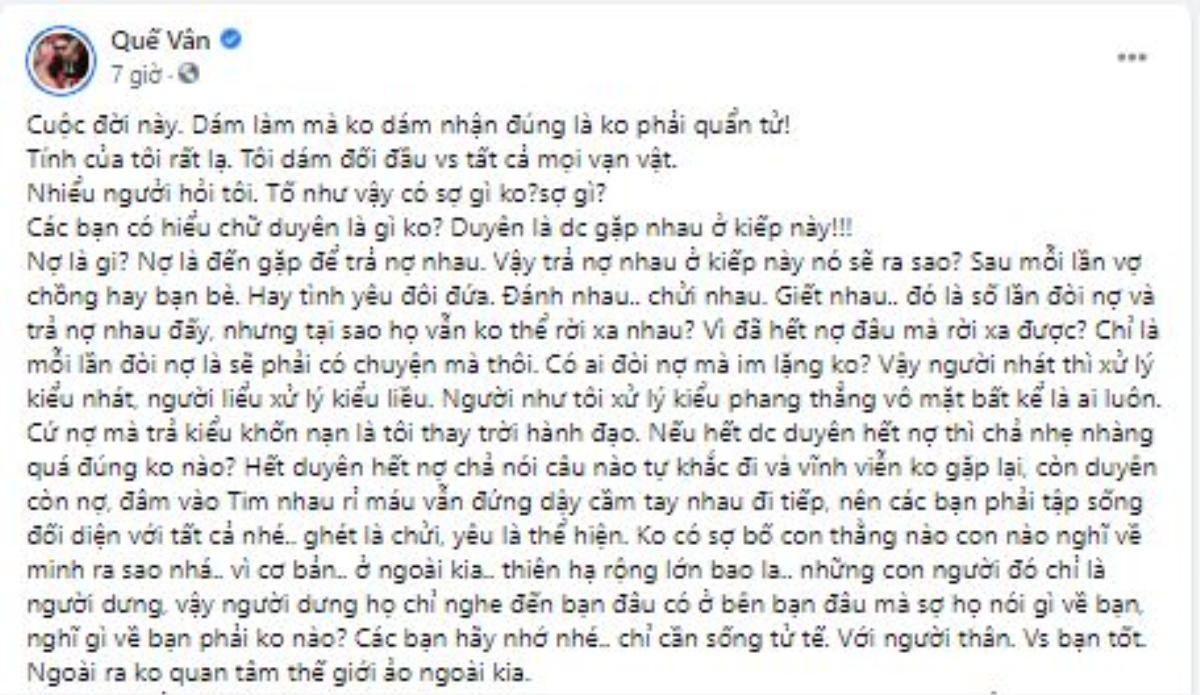 Sau khi tố bạn trai bội bạc, Quế Vân viết tâm thư khẳng định: 'Tôi dám đối đầu với tất cả mọi vạn vật' Ảnh 2