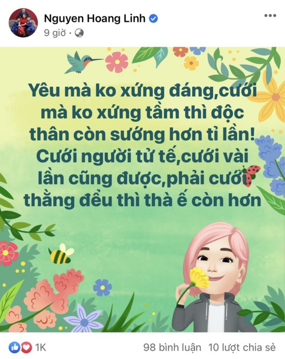 MC Hoàng Linh 'đáp trả' bình luận của chồng sau phát ngôn 'cưới không xứng tầm thì thà độc thân' Ảnh 2