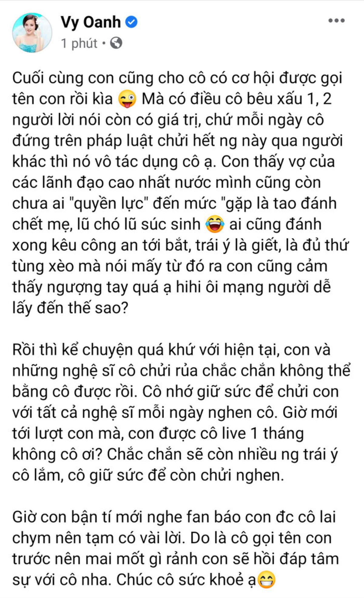 Sau khi chỉ trích vợ ông Dũng 'lò vôi', Facebook Vy Oanh bỗng dưng 'bay màu' khỏi 'cõi mạng' Ảnh 3