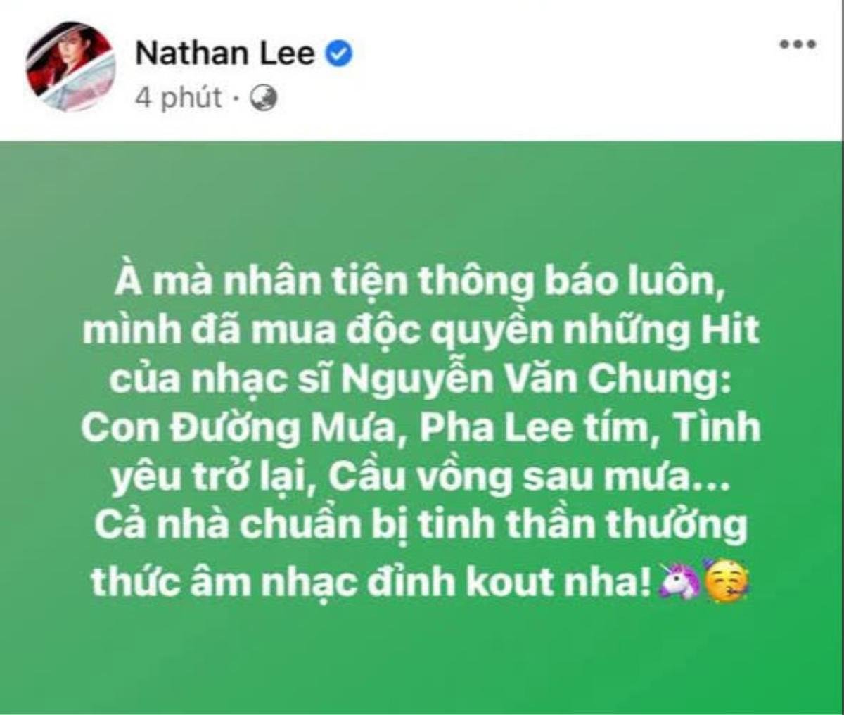 Giữa lùm xùm Nathan Lee mua loạt hit Cao Thái Sơn, Nguyễn Văn Chung: 'Không có chuyện tôi bán để trả nợ' Ảnh 1