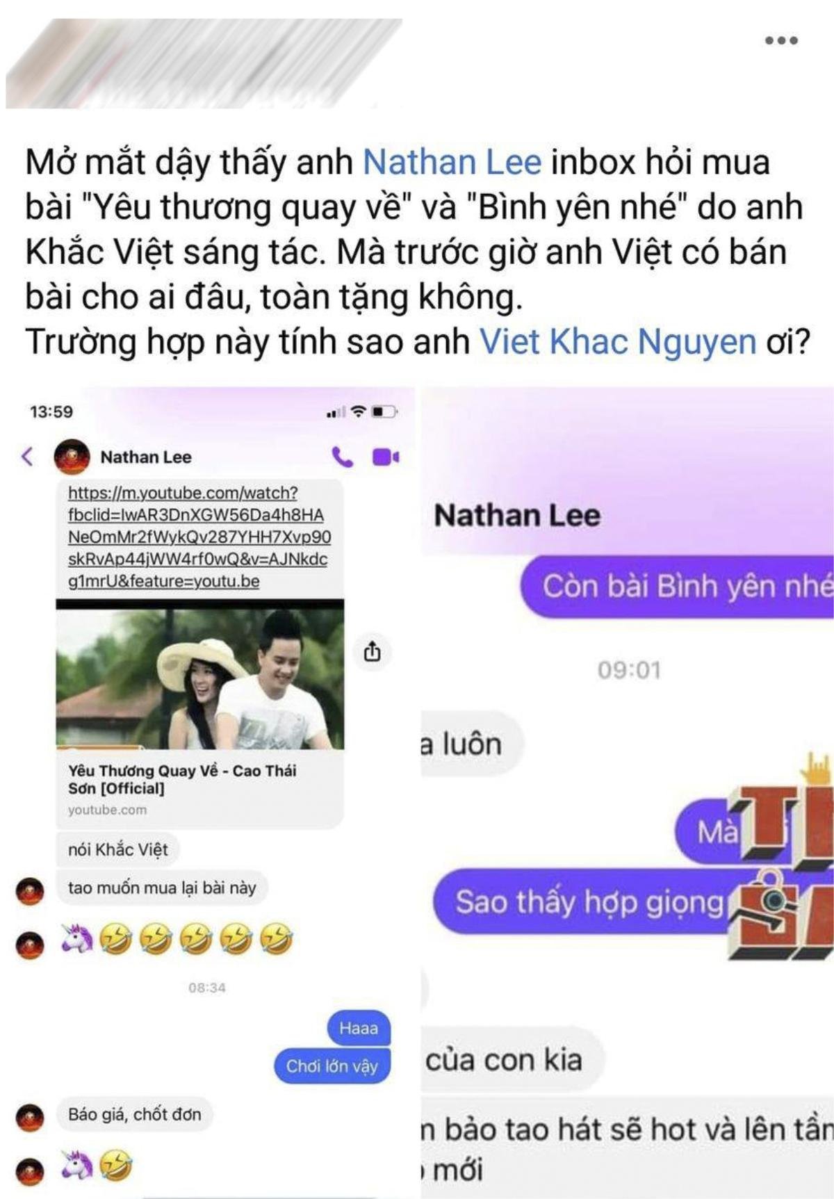 Sau Nguyễn Văn Chung, Nathan Lee tiếp tục 'vung tiền' mua loạt hit Khắc Việt sáng tác cho Cao Thái Sơn? Ảnh 3