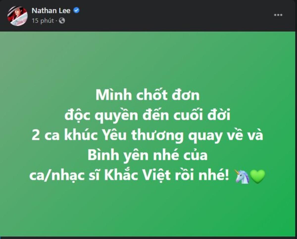 Giữa xôn xao Nathan Lee vung tiền mua loạt hit, Khắc Việt: 'Tôi bán bài khi đủ yêu cầu thương mại' Ảnh 2