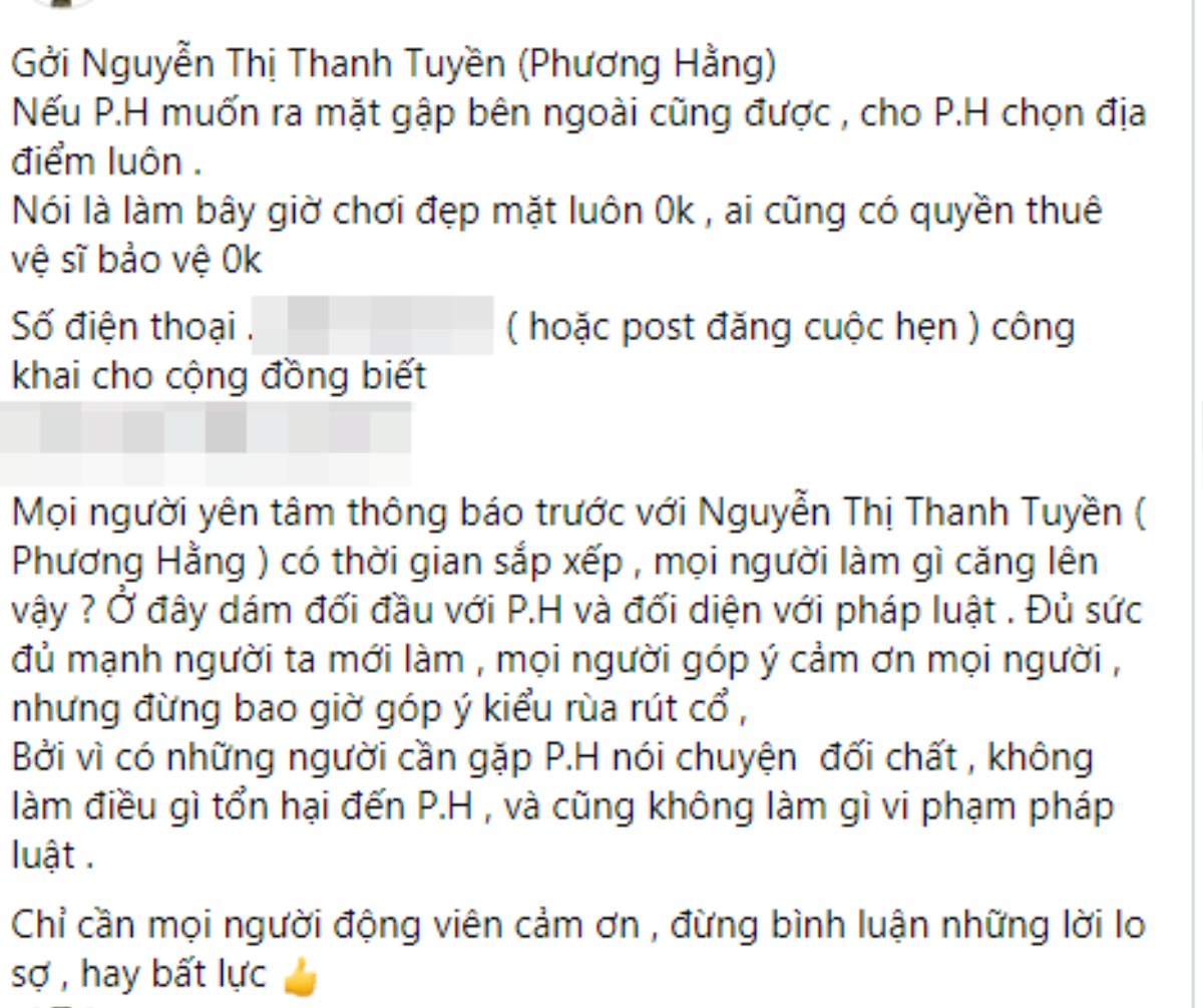 Huỳnh Ngọc Thiên Hương muốn 'hẹn hò' với bà Phương Hằng, hứa 'không làm điều gì tổn hại'? Ảnh 2