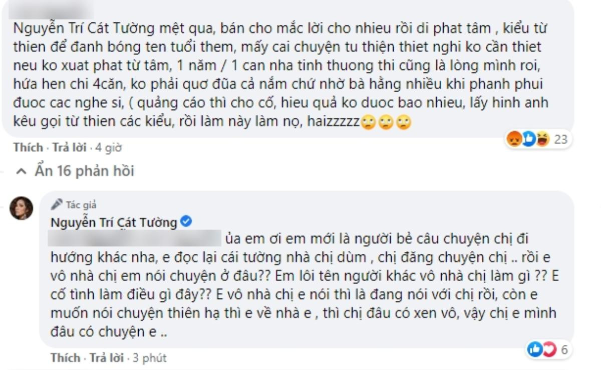 MC Cát Tường và anti-fan bật nhau 'tanh tách' chuyện làm từ thiện, còn lôi cả bà Phương Hằng vào Ảnh 2