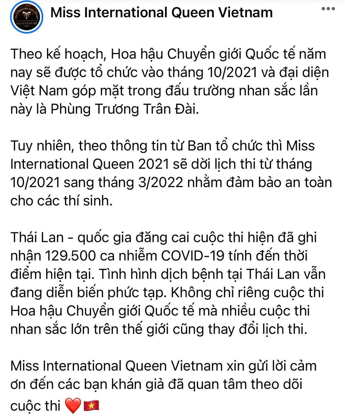 Miss International Queen 2021 hoãn thi, Trần Đài tiết lộ lý do đằng sau Ảnh 2