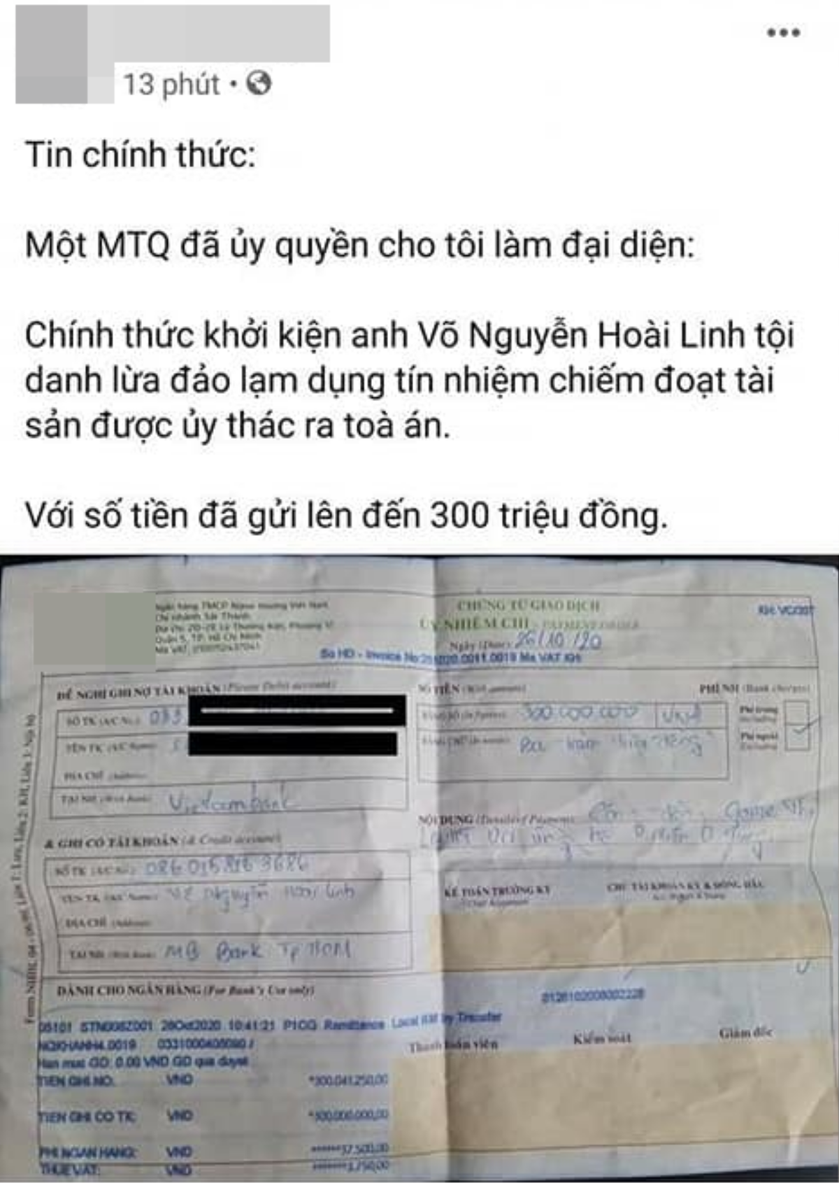 Mạng xã hội xôn xao trước đơn tố giác NS Hoài Linh chiếm đoạt hơn 300 triệu đồng? Ảnh 2