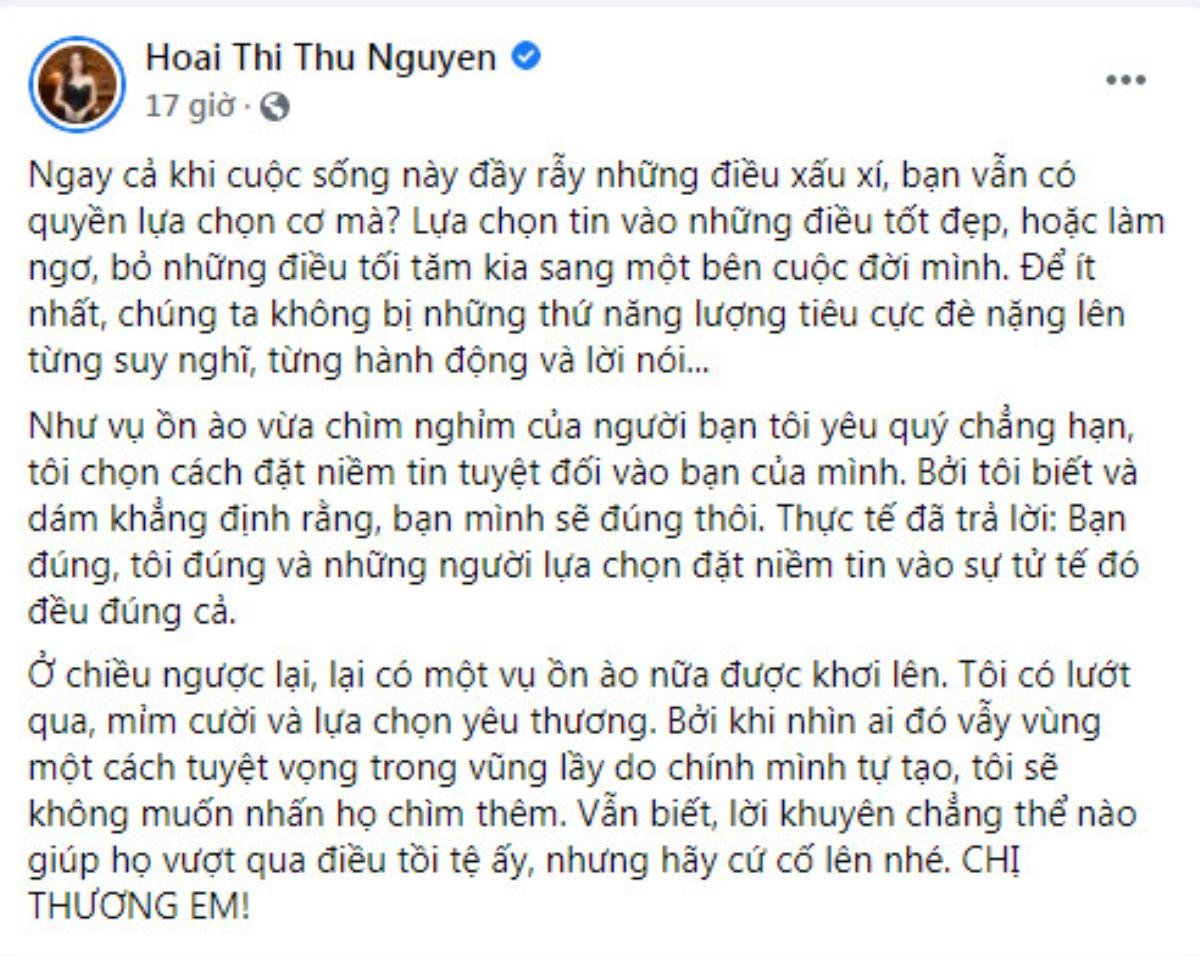 Bị Vy Oanh 'réo' tên, Hoa hậu Thu Hoài nhẹ nhàng nhắn gửi: 'Chị thương em' Ảnh 3