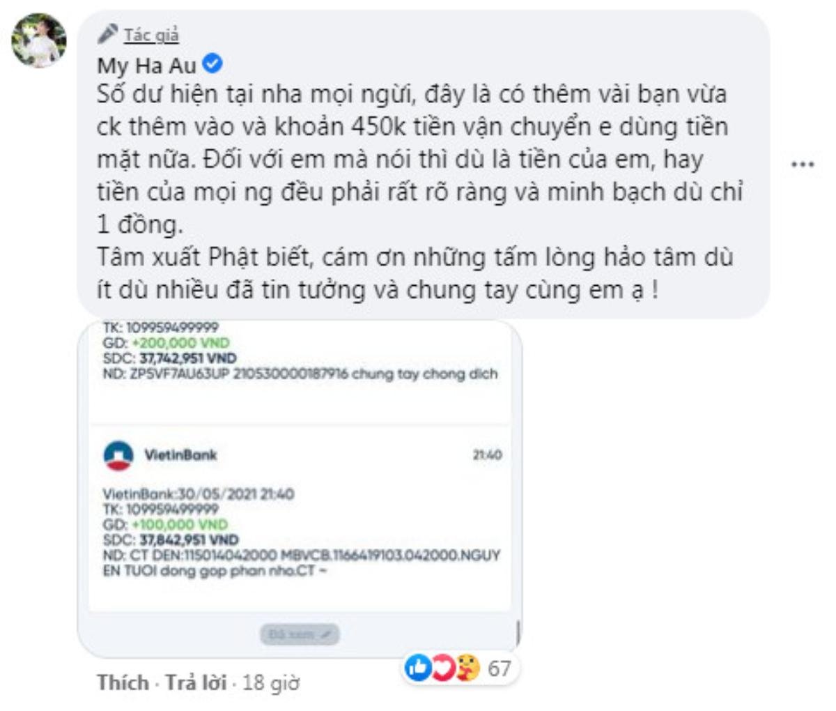 Âu Hà My đăng ảnh làm từ thiện, nhưng không quên công khai hóa đơn: 'Minh bạch dù chỉ 1 đồng' Ảnh 2