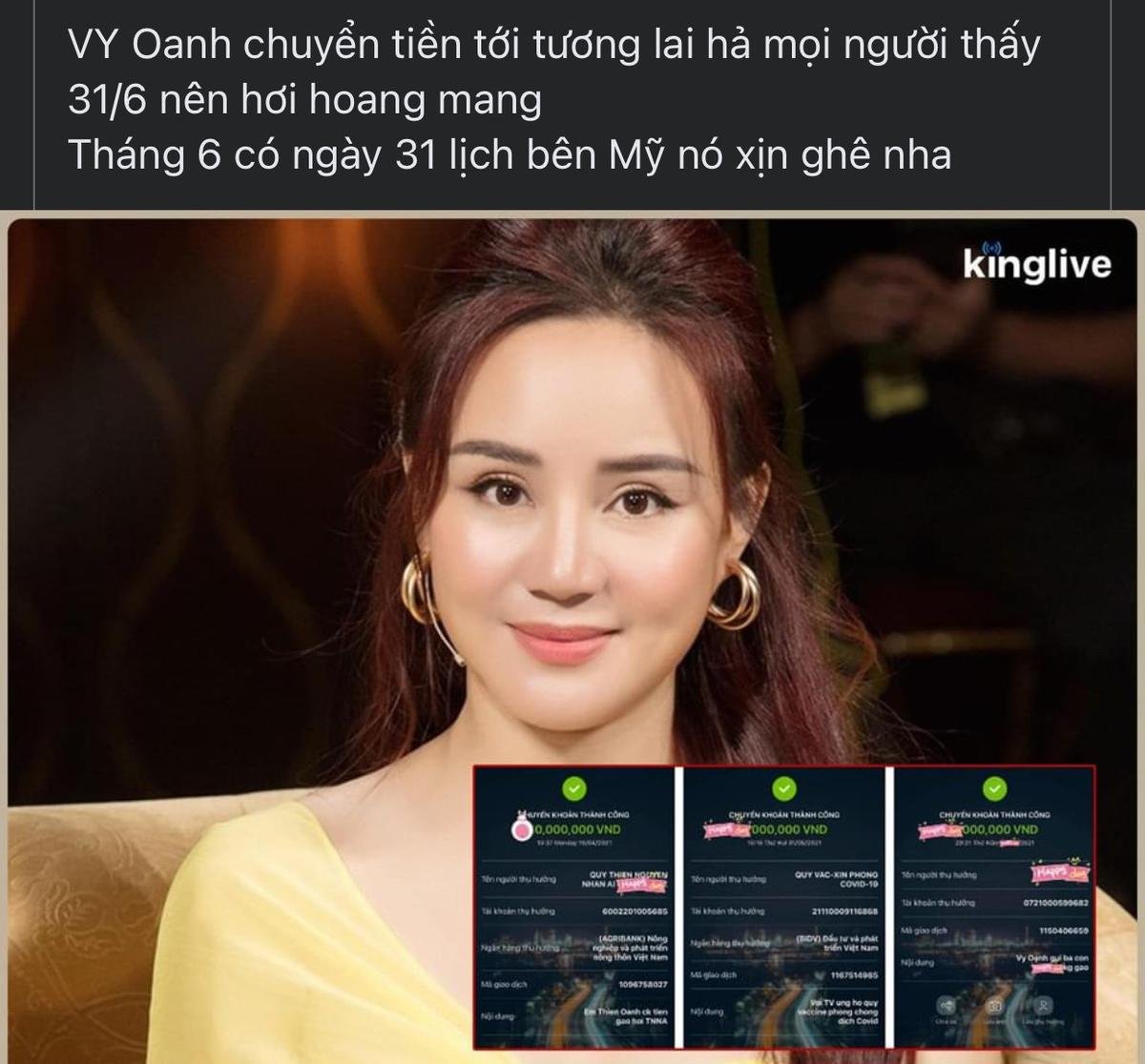 Khoe việc đóng góp từ thiện, Vy Oanh 'gây lú' vì 'quyền năng' chuyển tiền đến tương lai? Ảnh 2