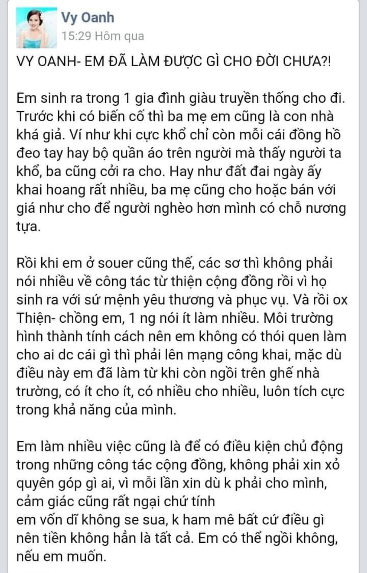 Vy Oanh lên tiếng minh oan sau khi bị nói đăng ảnh sao kê từ thiện 'fake' Ảnh 2