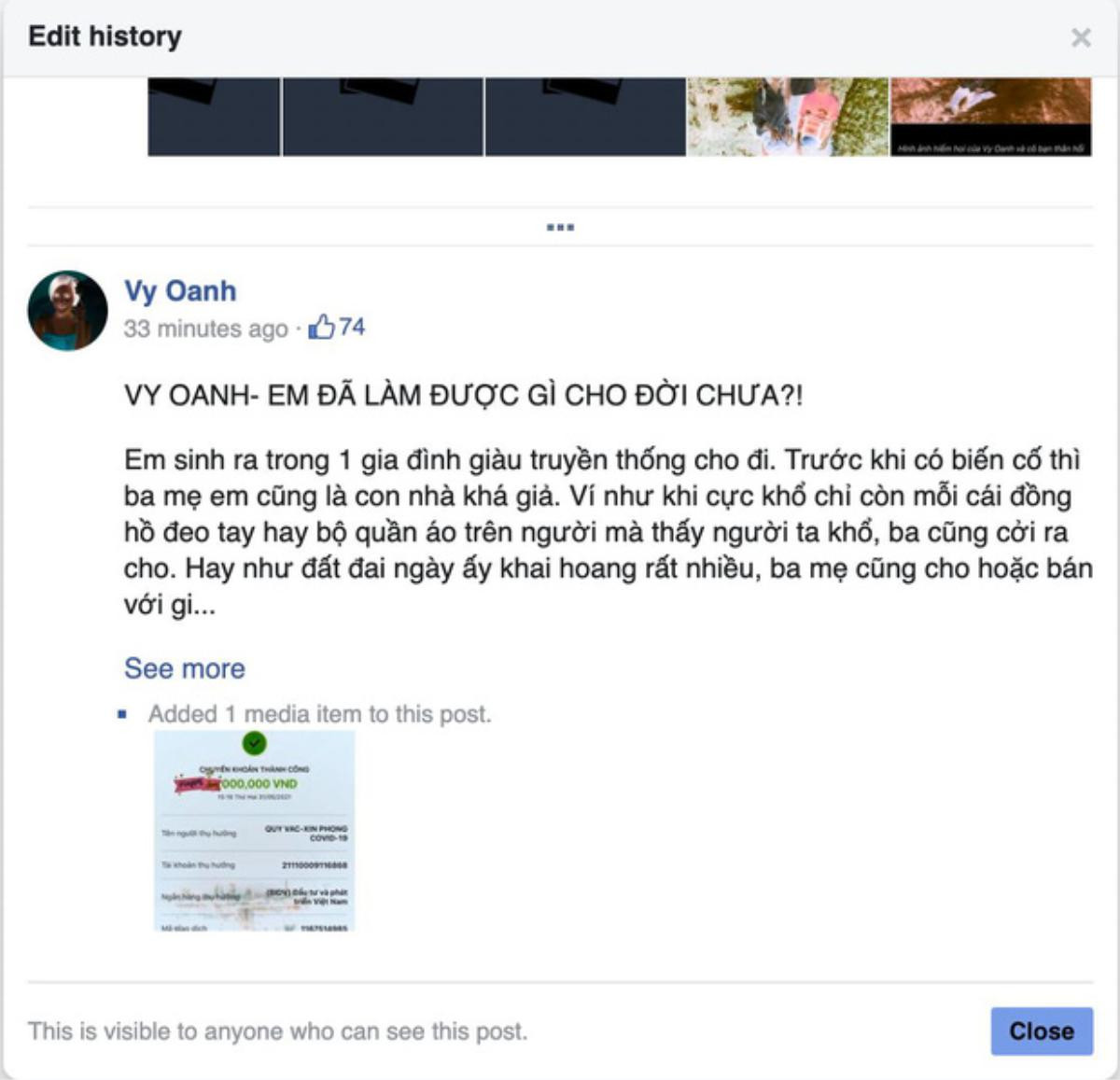 Vy Oanh lên tiếng minh oan sau khi bị nói đăng ảnh sao kê từ thiện 'fake' Ảnh 3