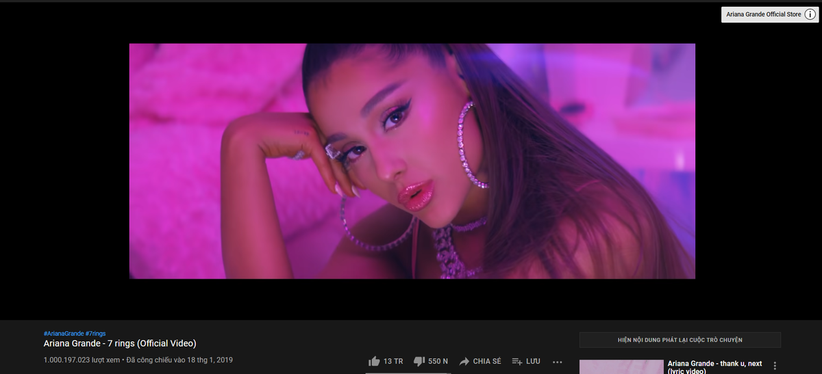 Gia tài MV tỷ view của Ariana Grande chính thức gọi tên '7 Rings' Ảnh 1