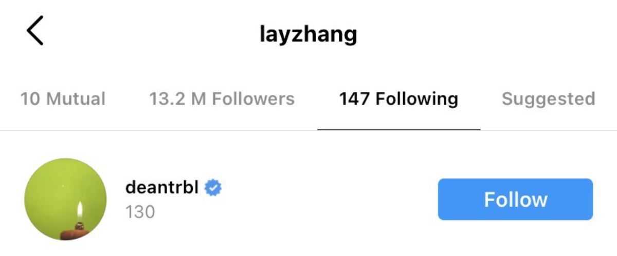 Trương Nghệ Hưng (Lay) bất ngờ nhấn follow Instargram của Dean khiến fan mong chờ collab Ảnh 1