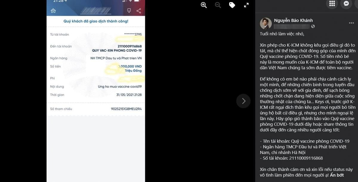 K-ICM từ chối nhận quà, mong fan chuyển tiền sang ủng hộ quỹ vắc-xin COVID-19 Ảnh 5