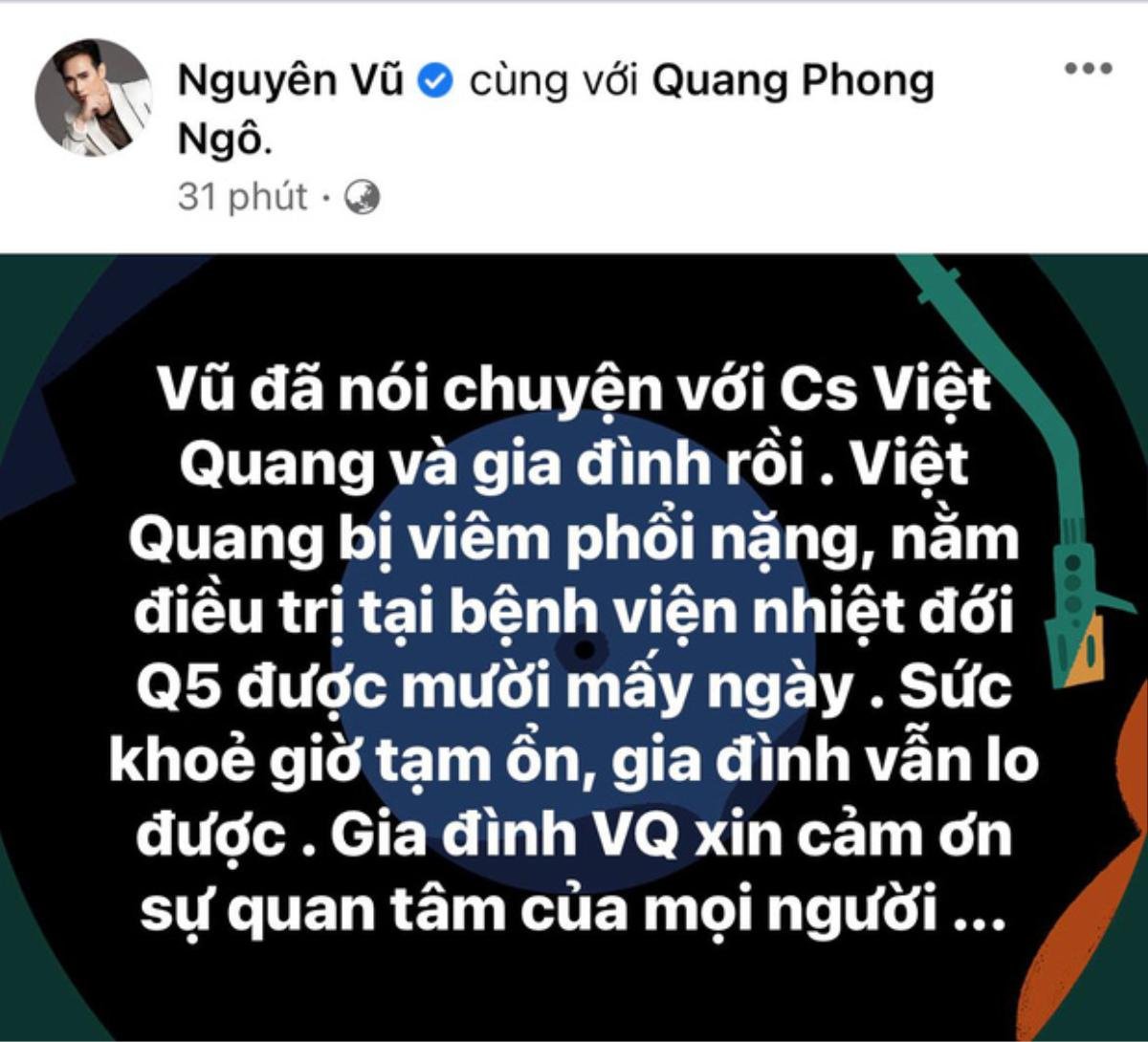 Bị viêm phổi nặng, ca sĩ Việt Quang sụt nhiều kí và nhập viện điều trị tích cực Ảnh 4