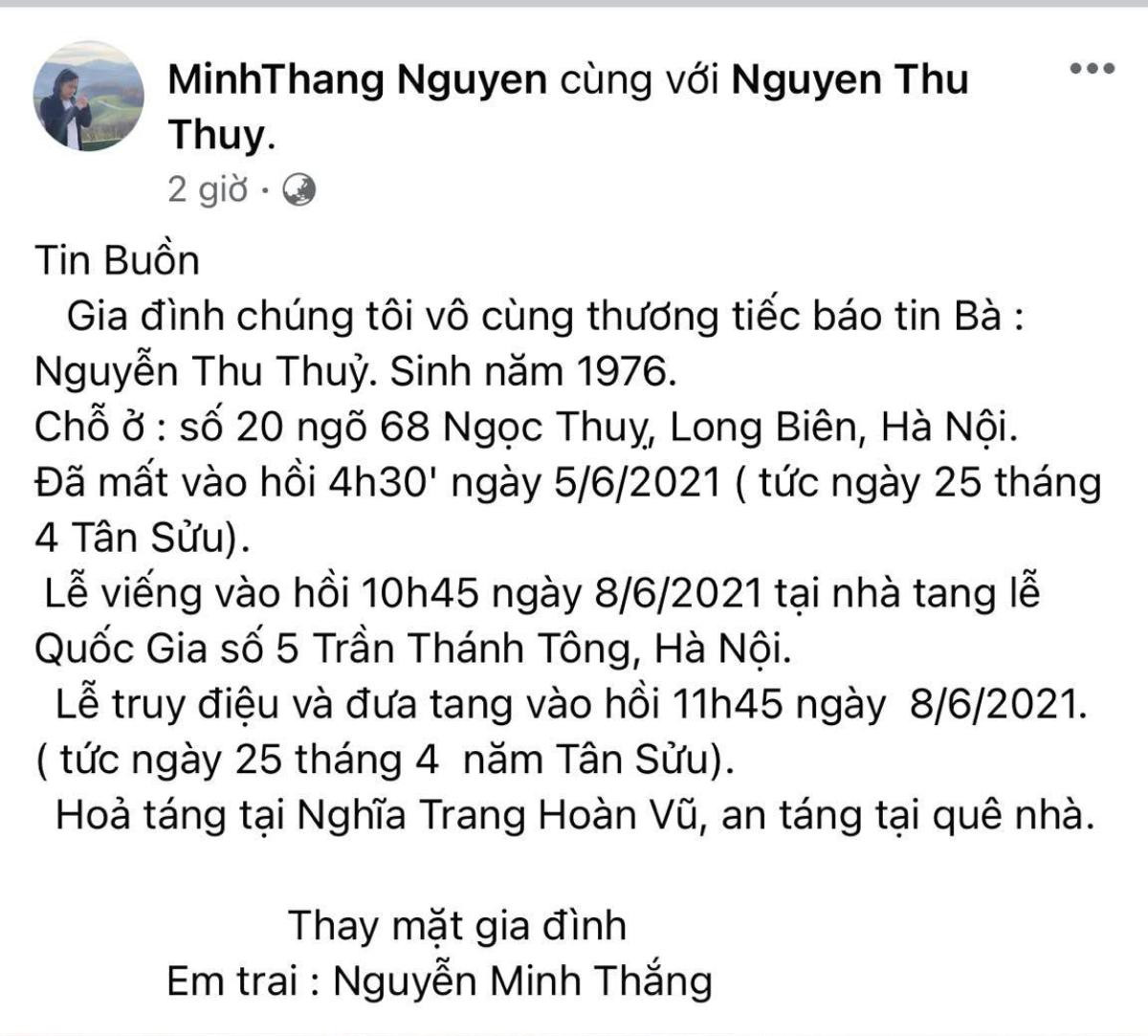 Hoa hậu Việt Nam 1994 Nguyễn Thu Thủy qua đời vì đột quỵ ở tuổi 45 Ảnh 1