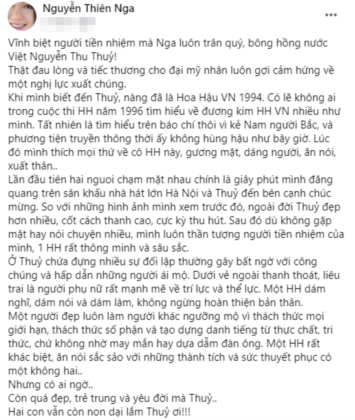 'Hoa hậu bí ẩn' nhất Việt Nam xót xa trước cái chết của Nguyễn Thu Thủy: '2 con vẫn còn non dại Thủy ơi' Ảnh 4