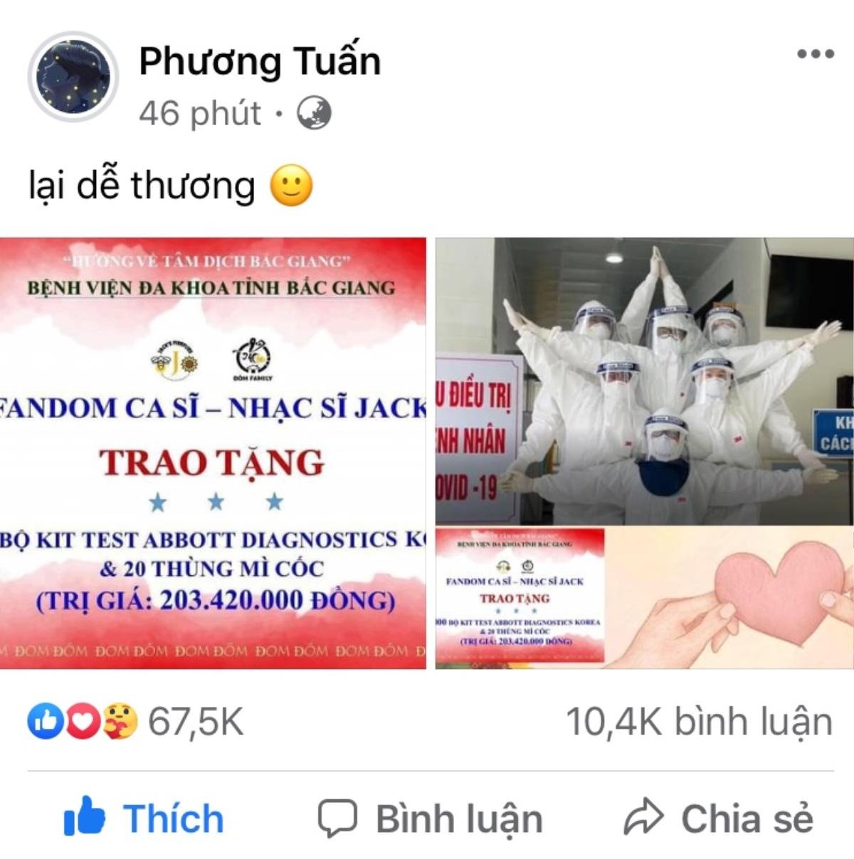 Fandom tặng 1000 bộ test Covid-19 nhanh cho Bắc Giang, Jack có phản ứng gây chú ý Ảnh 4