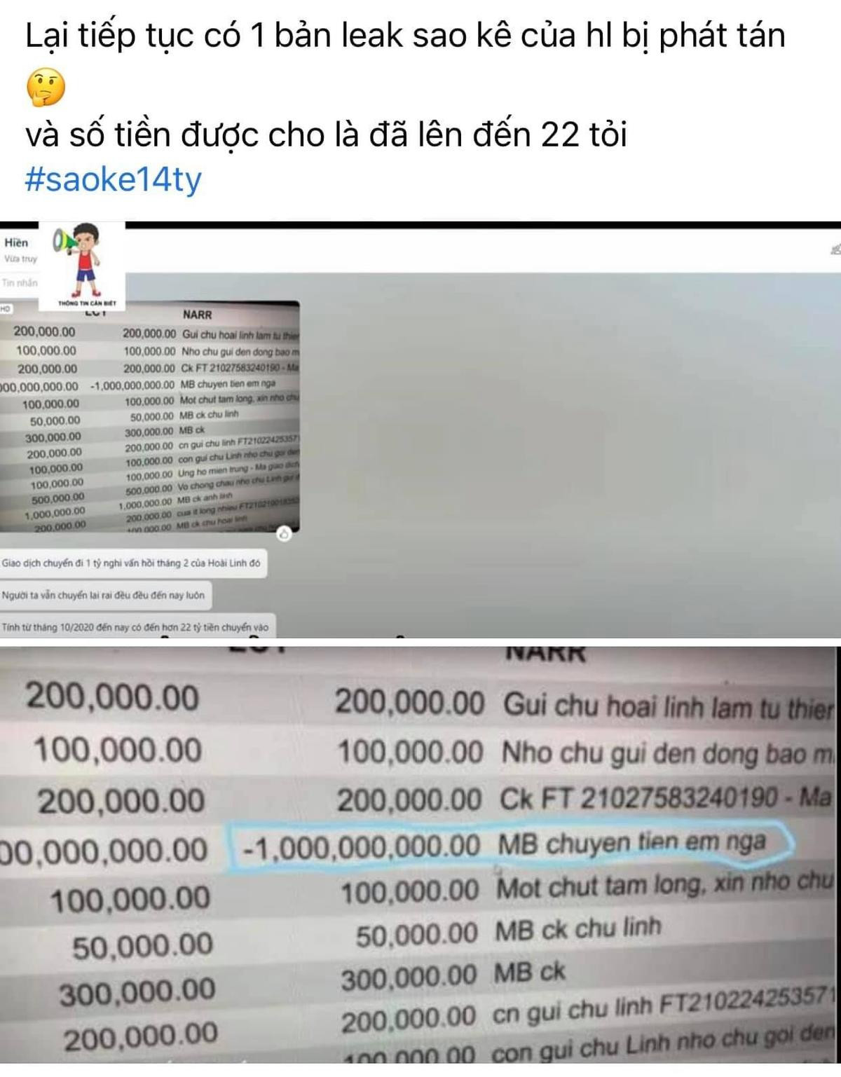 Xôn xao bản sao kê khác của Hoài Linh: Số tiền lên đến 22 tỷ, 1 tỷ bị chuyển đi không rõ lý do? Ảnh 3