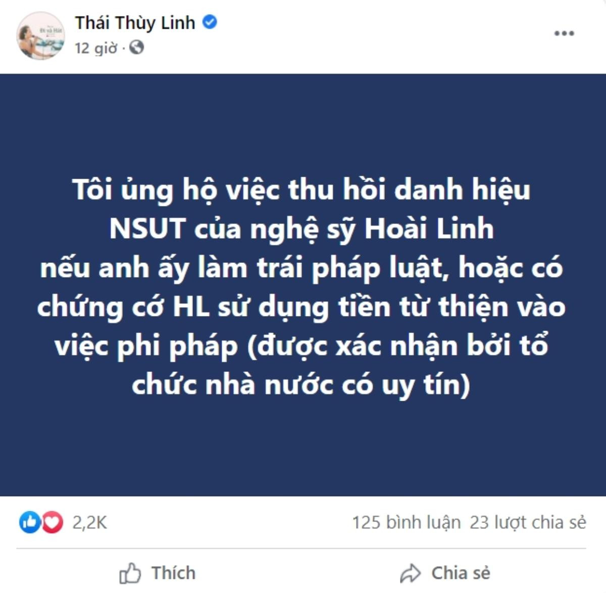 Hoài Linh bị một nữ ca sĩ kỳ cựu ủng hộ việc thu hồi danh hiệu NSƯT, phản ứng sau đó gây bất ngờ hơn Ảnh 1