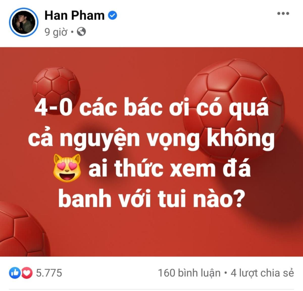 Chung với niềm vui chiến thắng của đội tuyển Việt Nam, dàn nghệ sĩ Việt mỗi người có cách ăn mừng riêng Ảnh 6