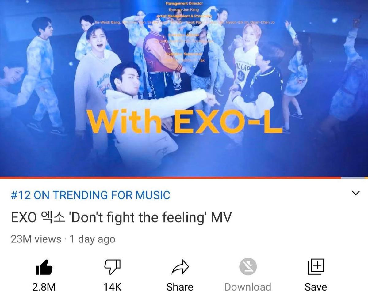 Vượt qua 'người anh' Tempo, Don't Fight The Feeling xác lập kỷ lục mới cho EXO Ảnh 1