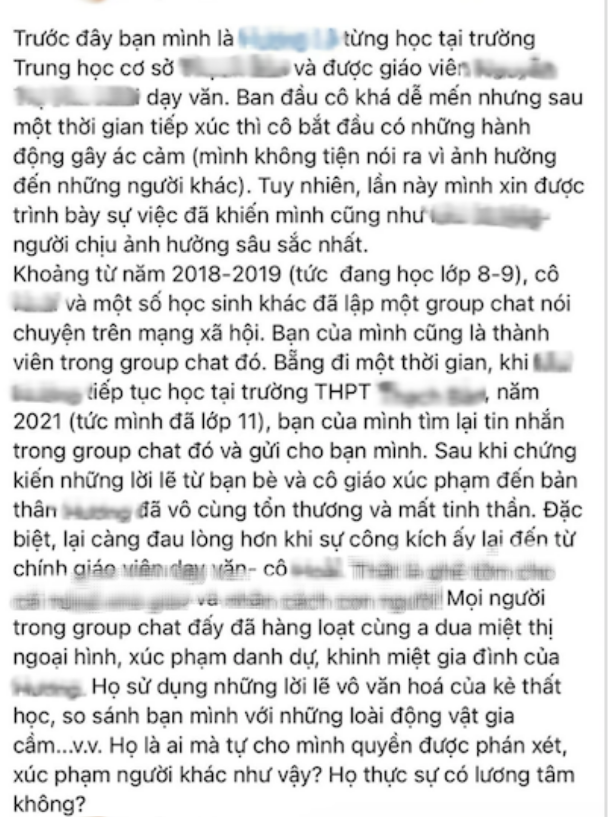 Xôn xao thông tin cô giáo dạy Văn lập group kín miệt thị ngoại hình một nữ sinh Ảnh 1