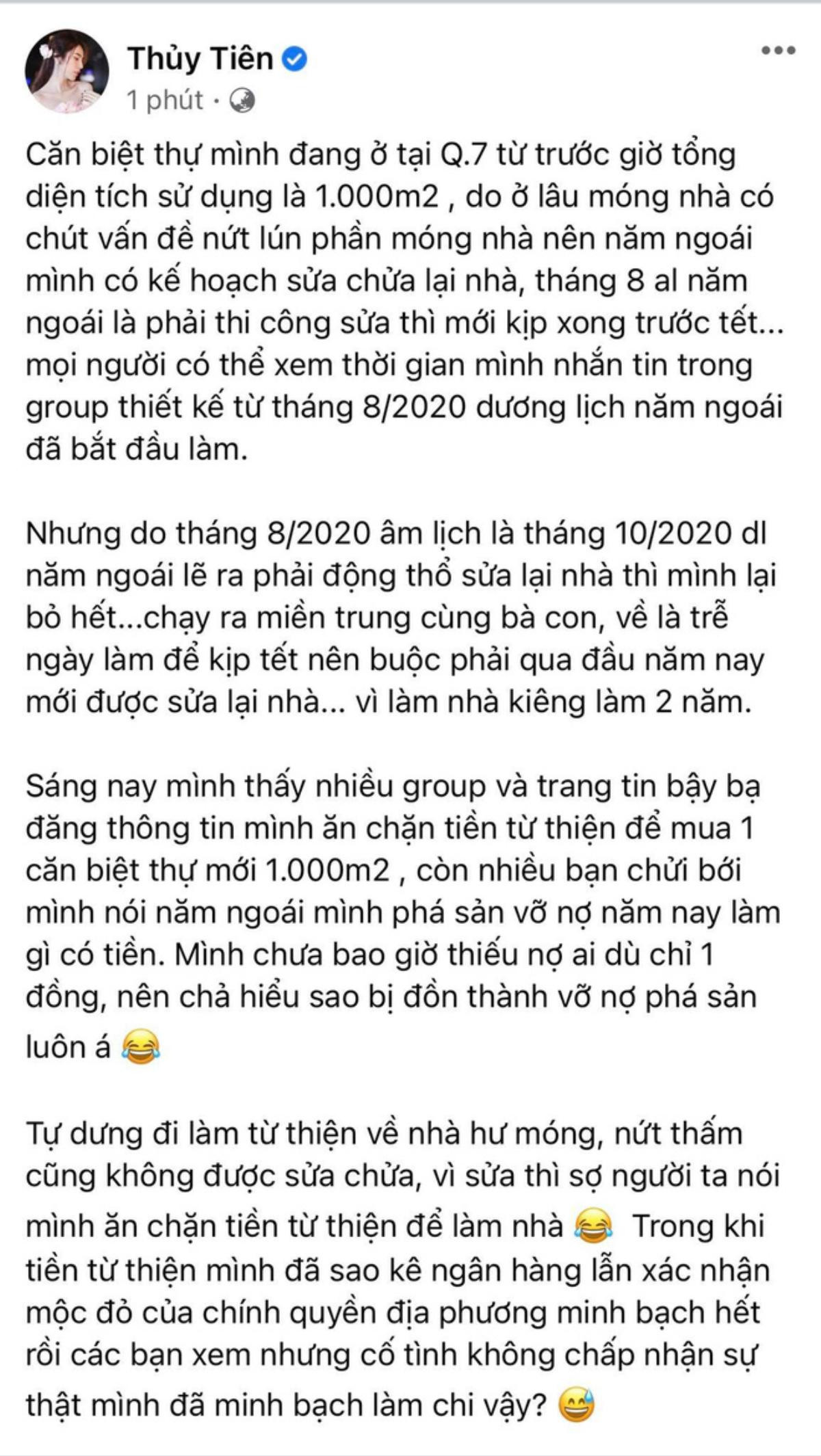 Thủy Tiên bị dân mạng chất vấn khi xin phép sửa nhà nhưng lại đập đi xây lại căn biệt thự hơn 80 tỷ? Ảnh 1