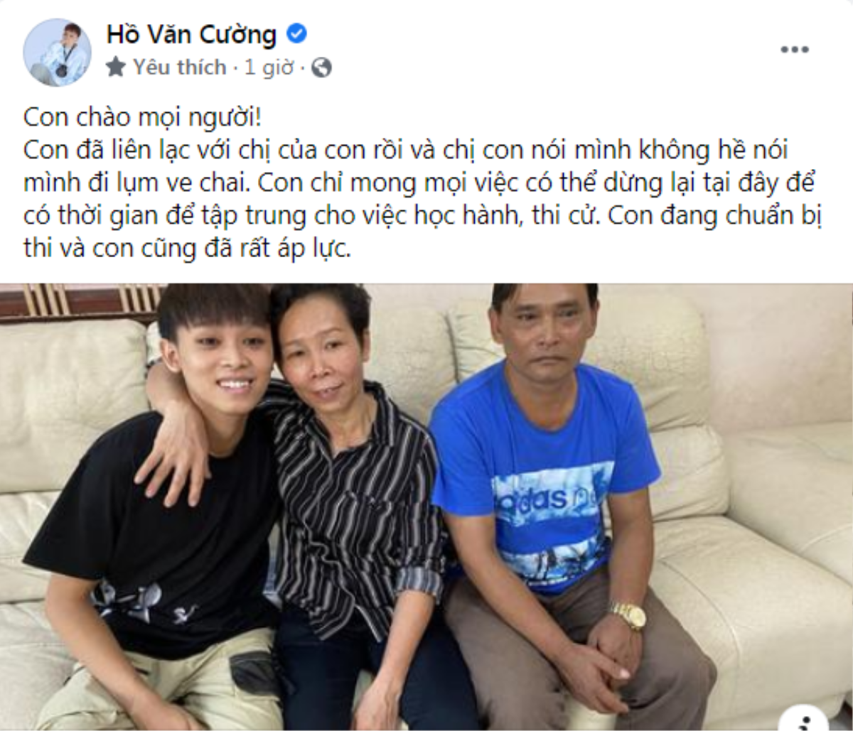 Hồ Văn Cường phủ nhận chị gái nhặt ve chai, netizen liền phản ứng: 'Em tránh xa con rắn độc kia càng tốt' Ảnh 1