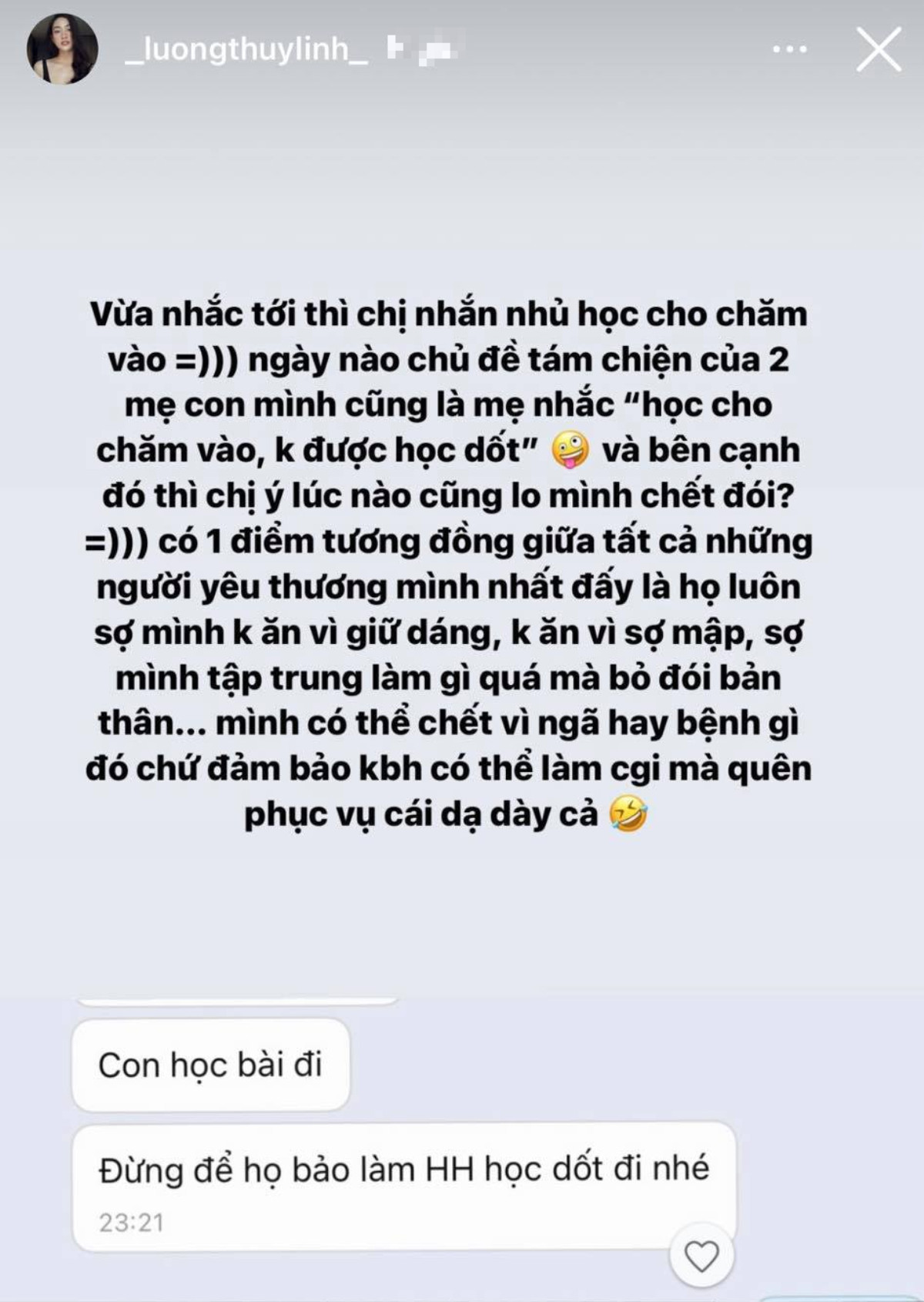 Là hoa hậu nhưng Lương Thùy Linh vẫn bị mẹ nhắc nhở nghiêm khắc việc học tập Ảnh 2