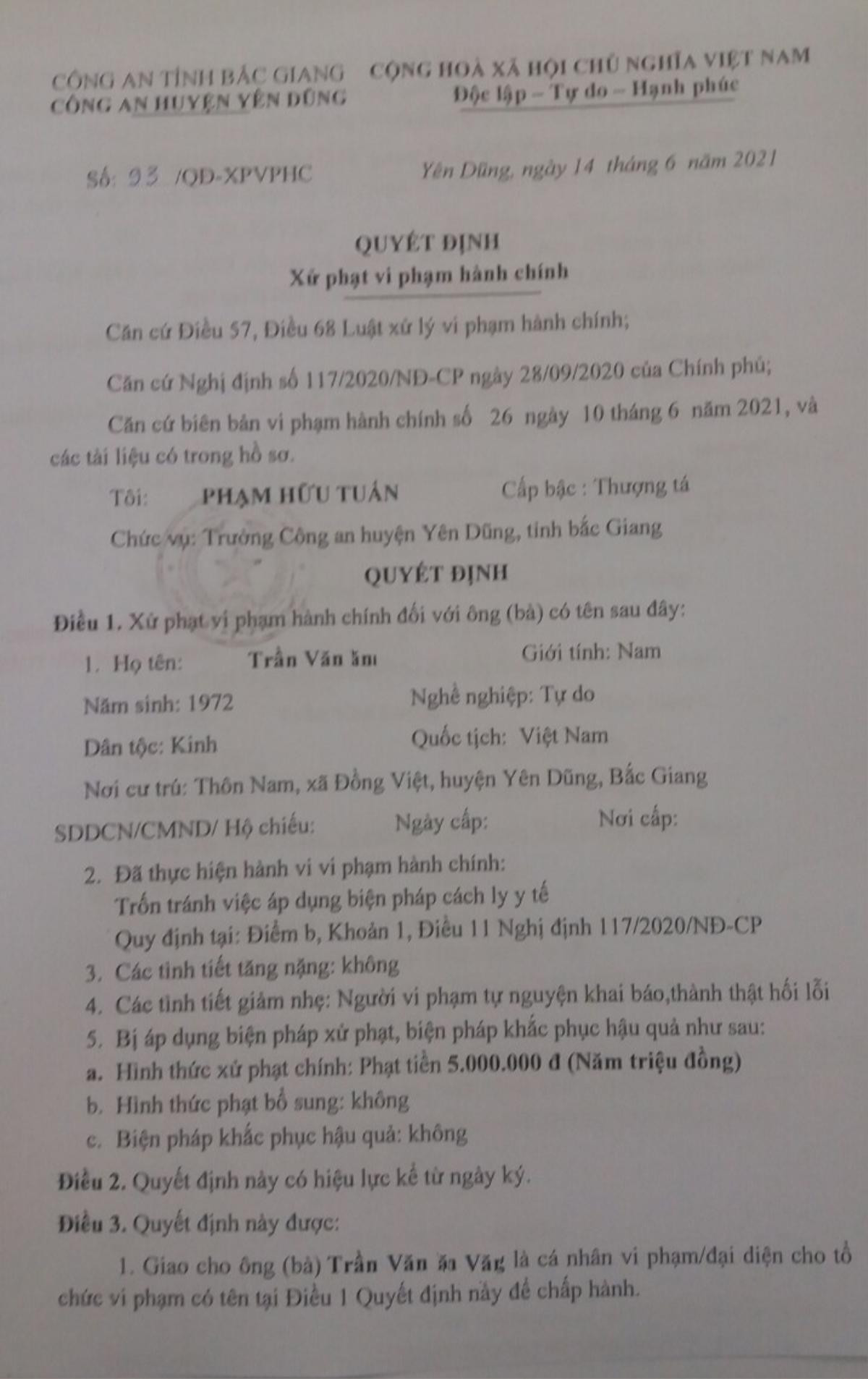 Bắc Giang: Trốn cách ly đi thăm ruộng dưa hấu, người đàn ông bị phạt 5 triệu đồng Ảnh 1