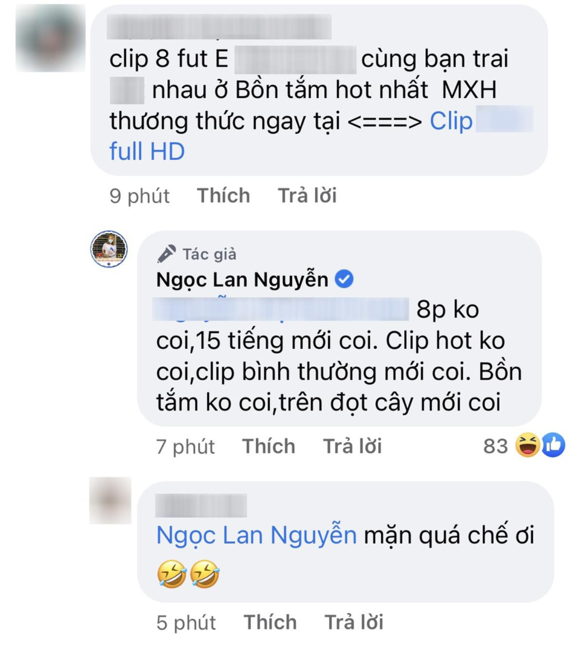 Bị spam bình luận rủ xem 'clip 8 phút', Ngọc Lan đáp trả: '15 tiếng, trên đọt cây mới coi' Ảnh 2