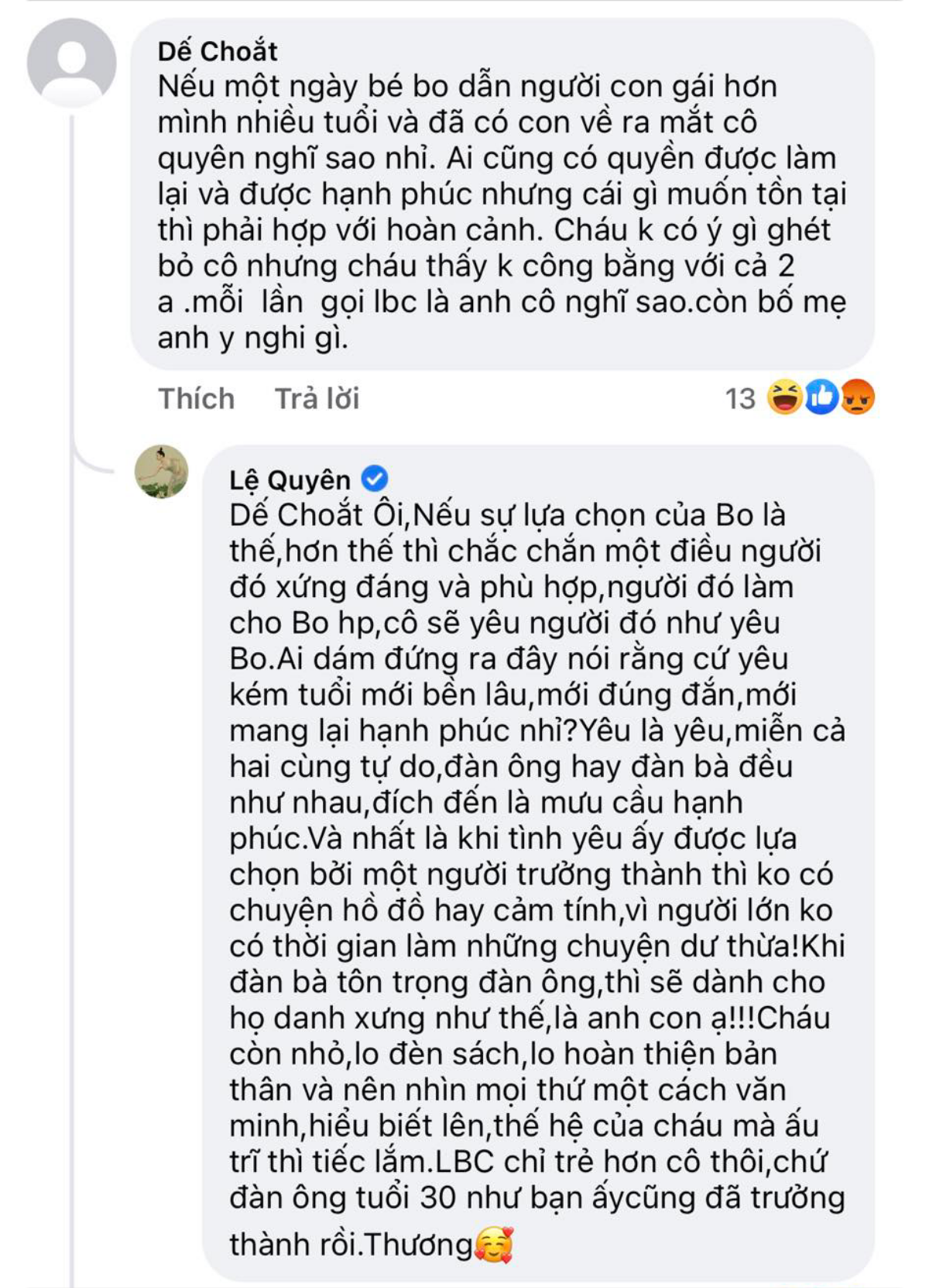 Phản ứng của Lệ Quyên khi bị hỏi nếu sau này con trai cũng yêu người lớn tuổi hơn? Ảnh 3